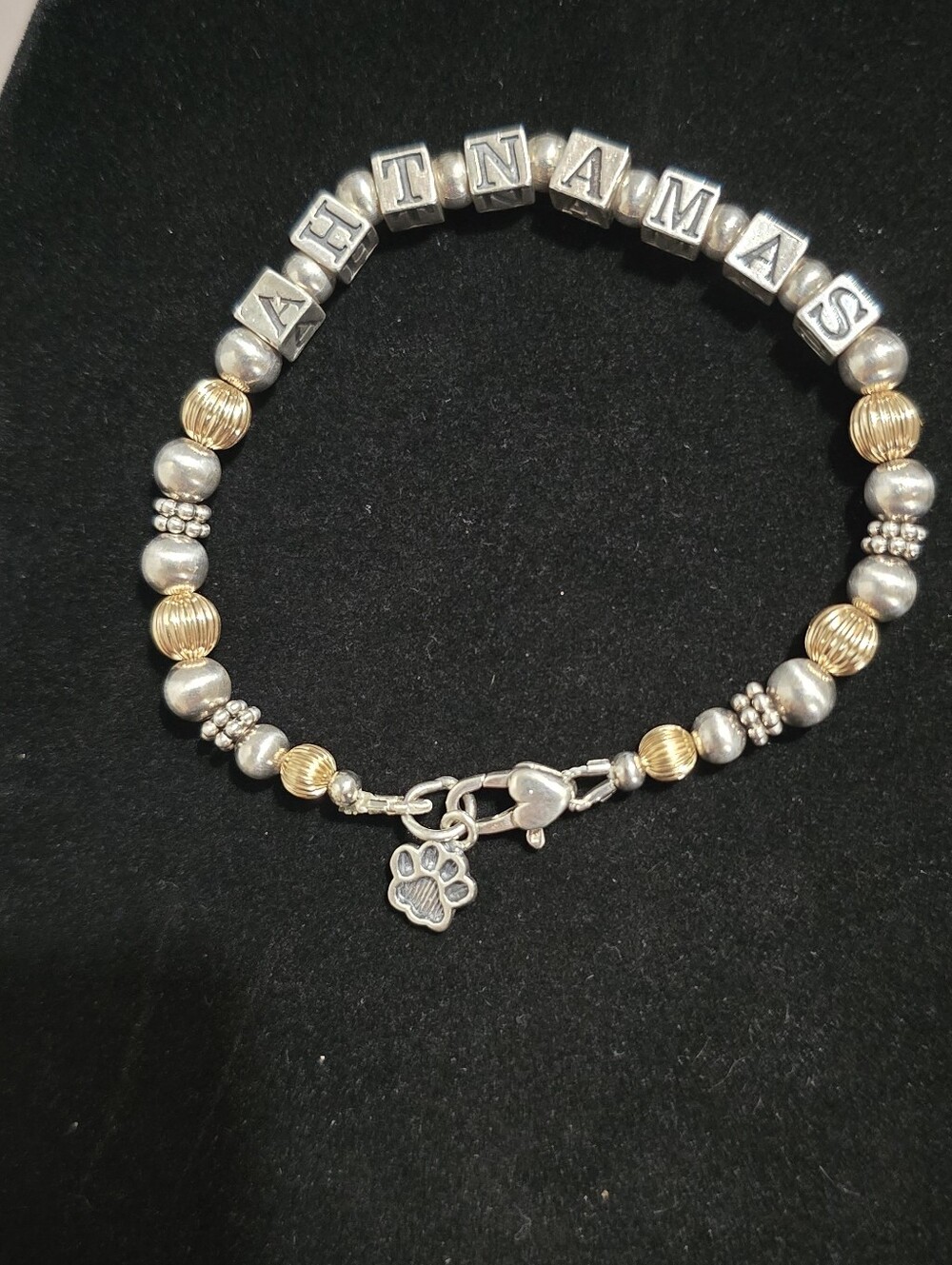 Sterling Silver Personalized Name Beaded Bracelet 'Samantha' 7.75 Inch